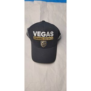 NHL Hockey Vegas Golden Knights Raised Logo Stretch Hat Cap S/M  Adidas NICE!